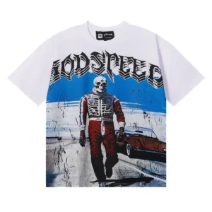 Godspeed Out Of Many One Racer Skeleton T-Shirt White