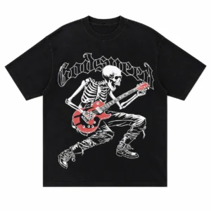 Godspeed Skeleton Guitar Jump T-Shirt Black