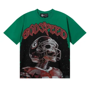 Godspeed Skeleton Helmet T-Shirt Green