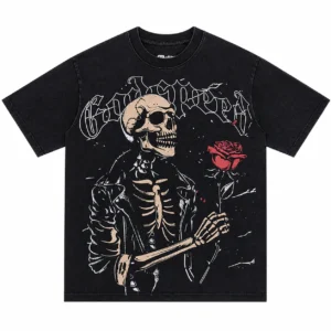 Godspeed Skeleton Rose T-Shirt Black