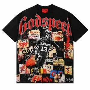 Godspeed Street Collage Basketball T-Shirt Black