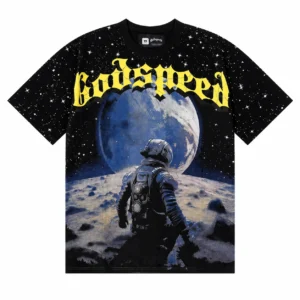 Godspeed To The Moon Astronaut T-Shirt Black