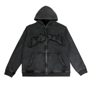 Godspeed Washed Studded Logo Zip Hoodie Black