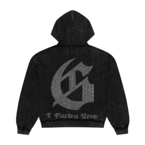 Godspeed Manifesto Rhinestone Zip Hoodie Washed Black