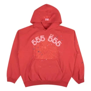 Sp5der Worldwide Red Angel Number 555 Hoodie Red