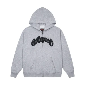 Godspeed Rhinestone Logo Zip Hoodie Grey