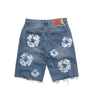 Denim Tears Cotton Wreath Studded Denim Shorts Light Blue