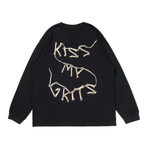 Denim Tears Bone Logo Long Sleeve T-Shirt Black