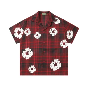 Denim Tears Cotton Wreath Plaid Short Sleeve Shirt Red Classic Check