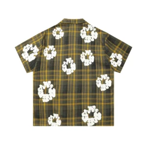Denim Tears Cotton Wreath Plaid Short Sleeve Shirt Yellow Vintage Check