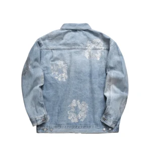 Denim Tears Rhinestone Cotton Wreath Denim Jacket Light Blue