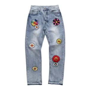 Denim Tears Smiley Flower Patch Denim Jeans Light Blue