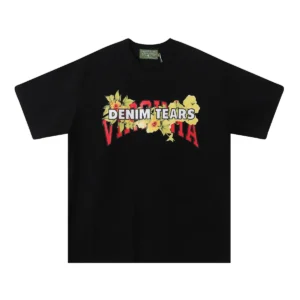 Denim Tears “Virginia” Floral Logo T-Shirt Black