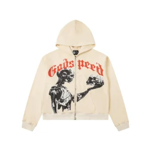 Godspeed Mechanical Skull Zip-Up Hoodie – Beige