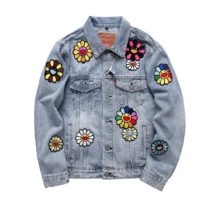 Denim Tears Smiley Flower Patch Denim Jacket Light Blue