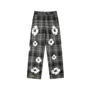 Denim Tears Cotton Wreath Plaid Pants Grey Mono Check