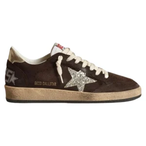 Women's Ball Star in beige and brown suede with aged effect and perforated star