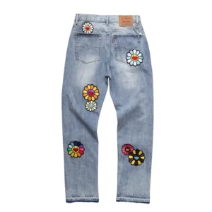 Denim Tears Smiley Flower Patch Denim Jeans Light Blue