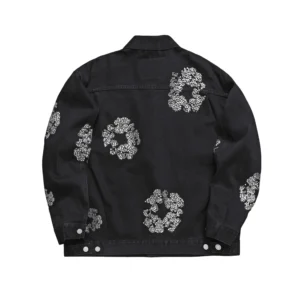Denim Tears Rhinestone Cotton Wreath Denim Jacket Black