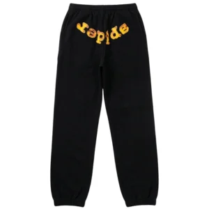 Sp5der Flame Logo Sweatpants Black Yellow
