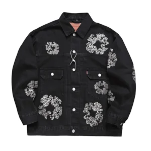 Denim Tears Rhinestone Cotton Wreath Denim Jacket Black