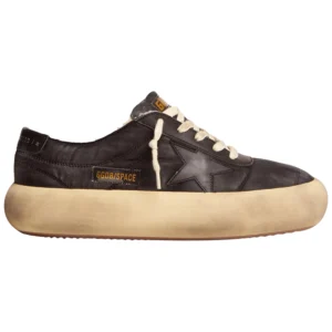 Women's Space-Star shoes in quilted black nylon with shearling lining