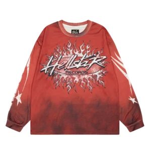 Hellstar Flame Skull Longsleeve Red