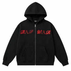 Trapstar Gothic Script Zip Hoodie Black