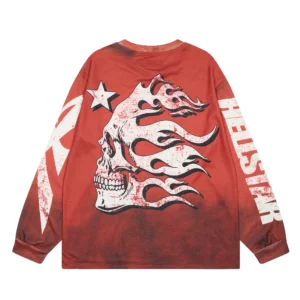 Hellstar Flame Skull Longsleeve Red
