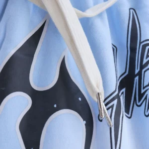 Hellstar Flame Path Shorts Light Blue