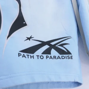 Hellstar Flame Path Shorts Light Blue