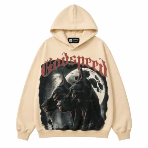 Godspeed Doberman Moon Hoodie Beige
