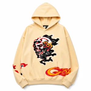 Godspeed Burning Skull Hoodie Beige
