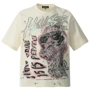 Hellstar No Crime Graphic T-Shirt Beige