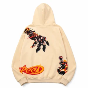 Godspeed Burning Skull Hoodie Beige