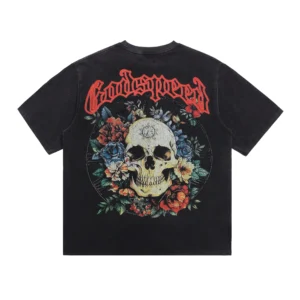Godspeed Skull Floral T-Shirt Black