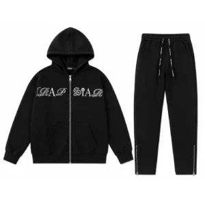 Trapstar Rhinestone Script Tracksuit Black
