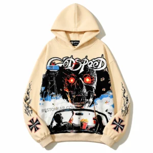 Godspeed Skull Drive Hoodie Beige