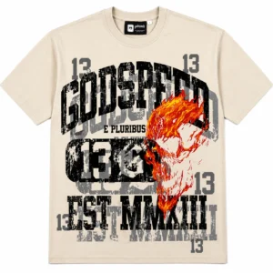 Godspeed 13 Flame Skull Graphic T-Shirt Beige