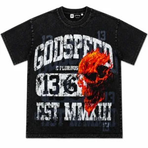Godspeed 13 Flame Skull Graphic T-Shirt Black