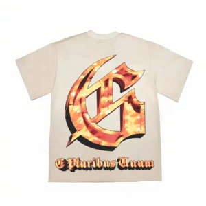 Godspeed Flame Logo & Skull Pyramid Graphic T-Shirt Beige