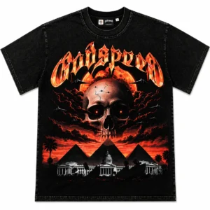 Godspeed Flame Logo & Skull Pyramid Graphic T-Shirt Black