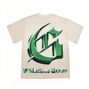 Godspeed Green Chrome Logo & Screens Graphic T-Shirt Beige