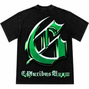 Godspeed Green Chrome Logo & Screens Graphic T-Shirt Black