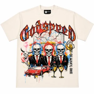 Godspeed Skull Syndicate Graphic T-Shirt Beige