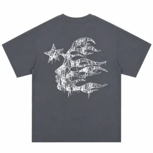 Hellstar Abstract Star Flame T-Shirt Grey