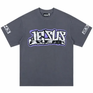 Hellstar Jesus Block Logo T-Shirt Grey