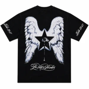 Hellstar Tears of Paradise Angel Wings T-Shirt Black Fade