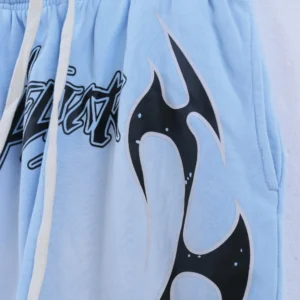 Hellstar Flame Path Shorts Light Blue