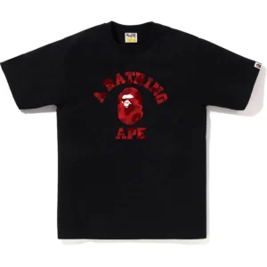 BAPE Color Camo College Tee Red Camo Black